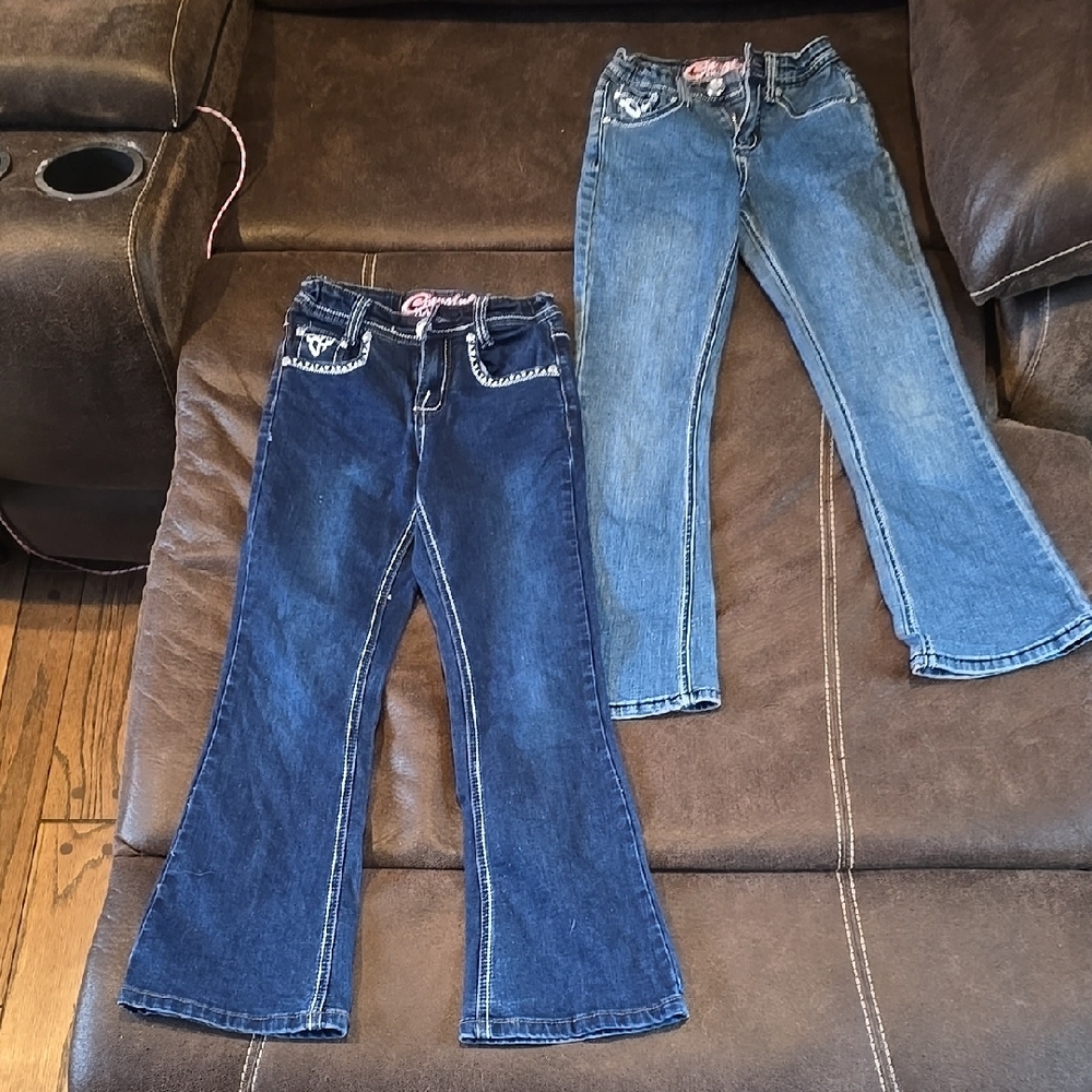 Girls' Denim Jeans Set - Dark and Light Wash